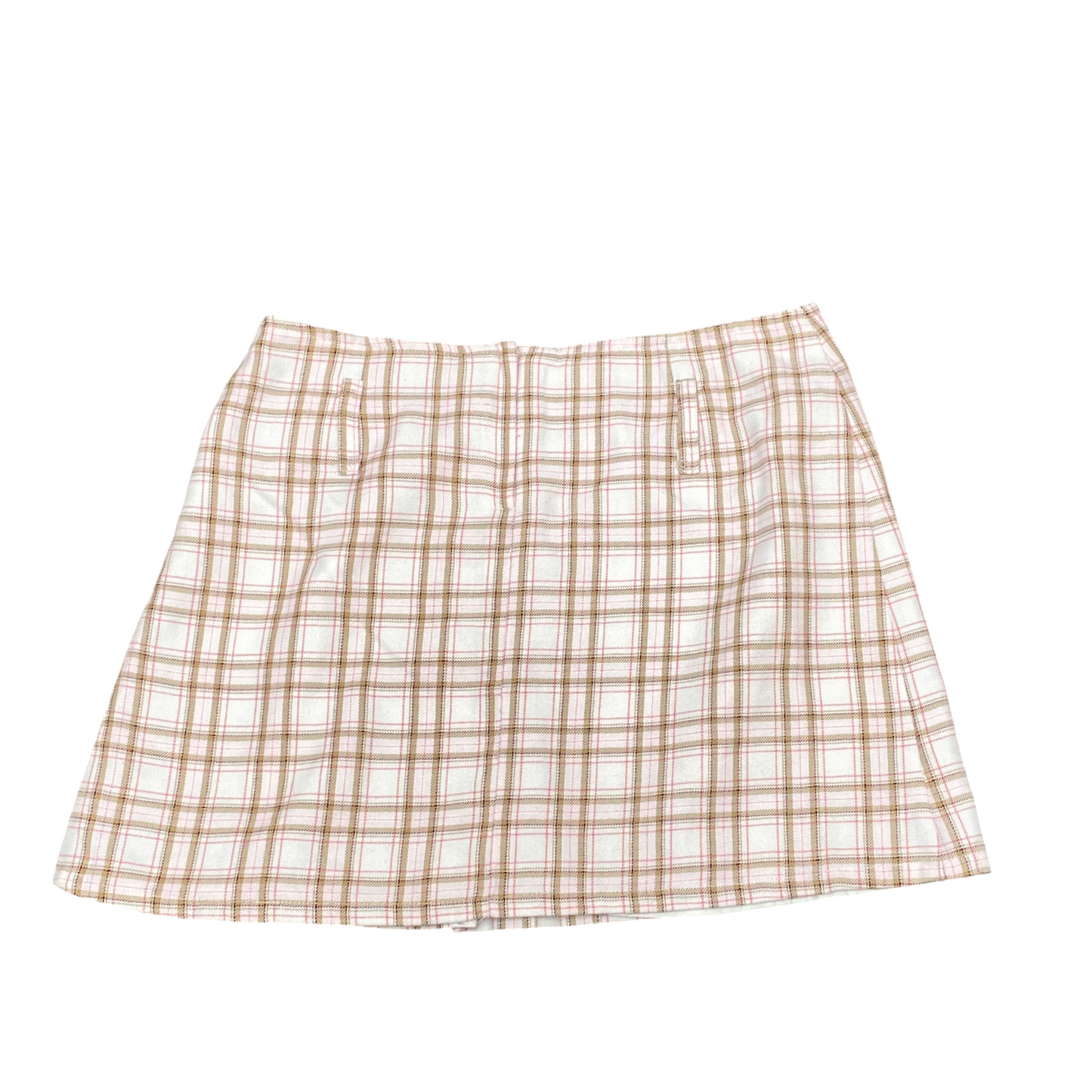 H&M A Line Skirt Young Girls M White Brown Plaid Lined Pleated Classic Preppy