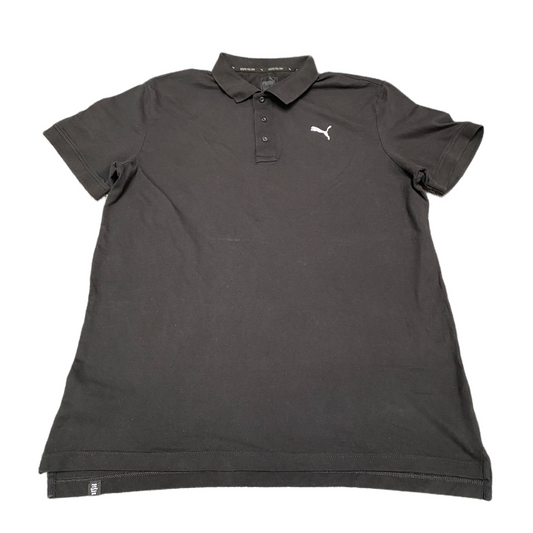 PUMA Polo Shirt Mens XL Black Stretch Golf Performance Side Slit Logo Popover