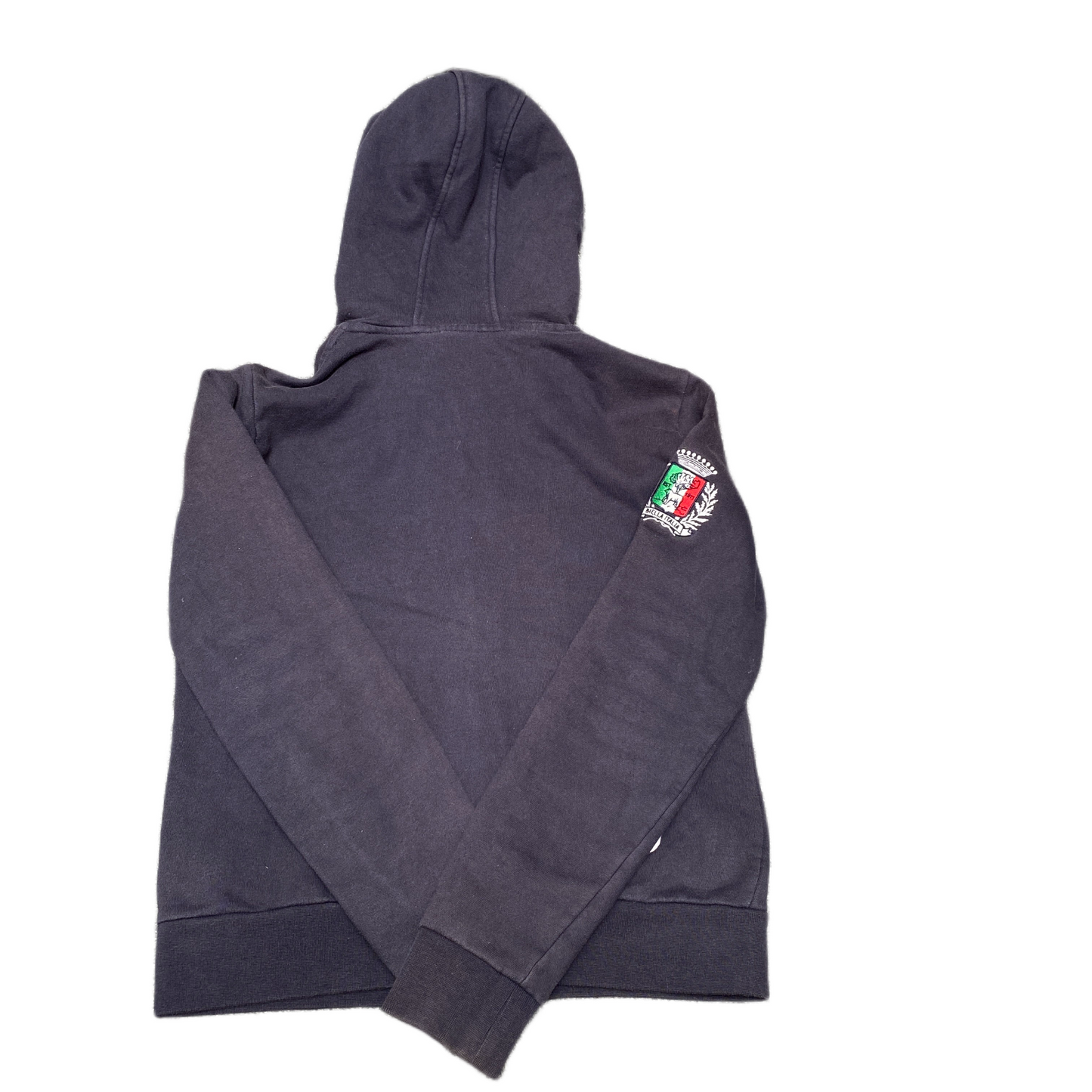 FILA Hoodie Womens Medium Black Fleece Lined Embroidered Patch Logo Full Zip