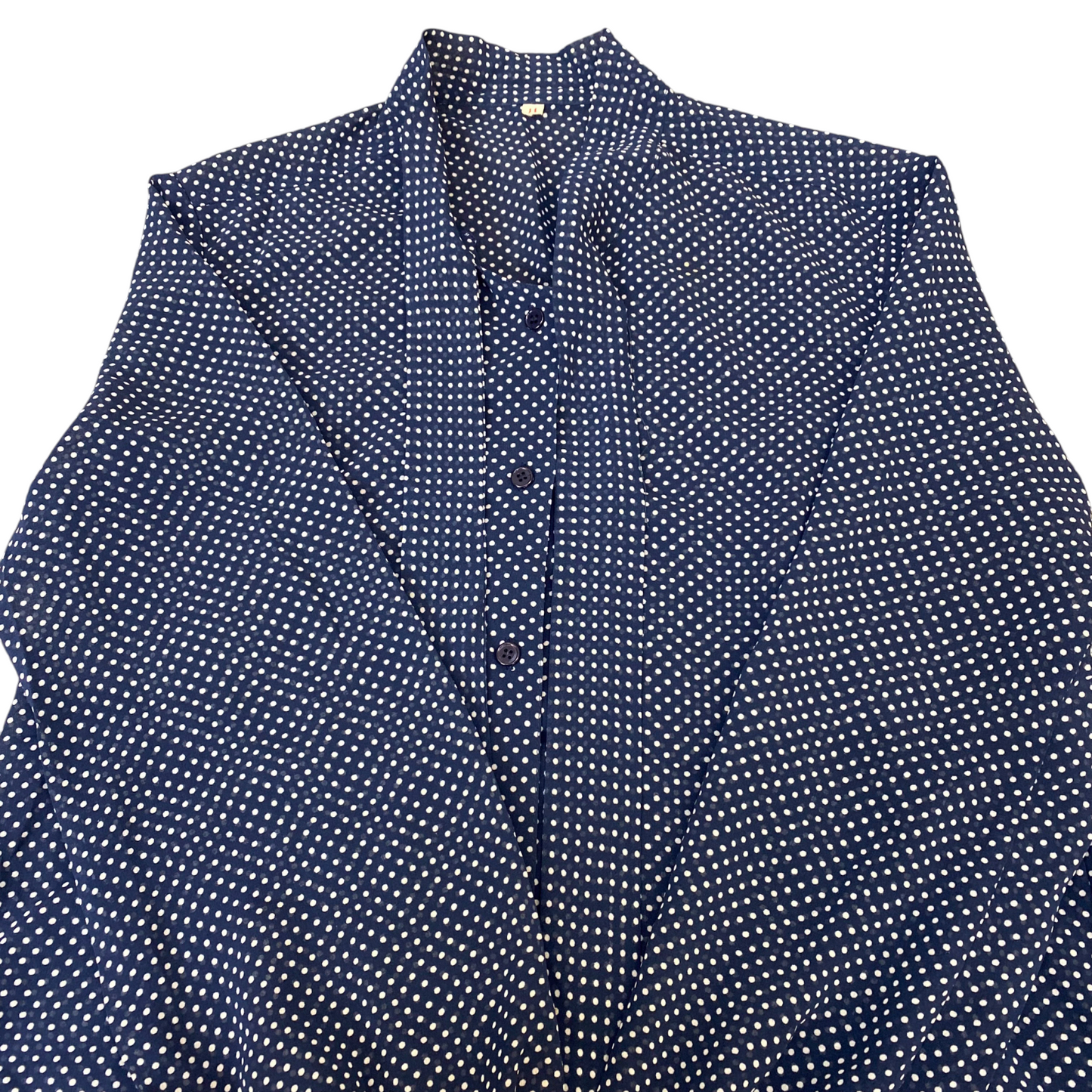 Womens Shirt Dress M Navy Polka Dot Casual Long Sleeve Collared Button Down