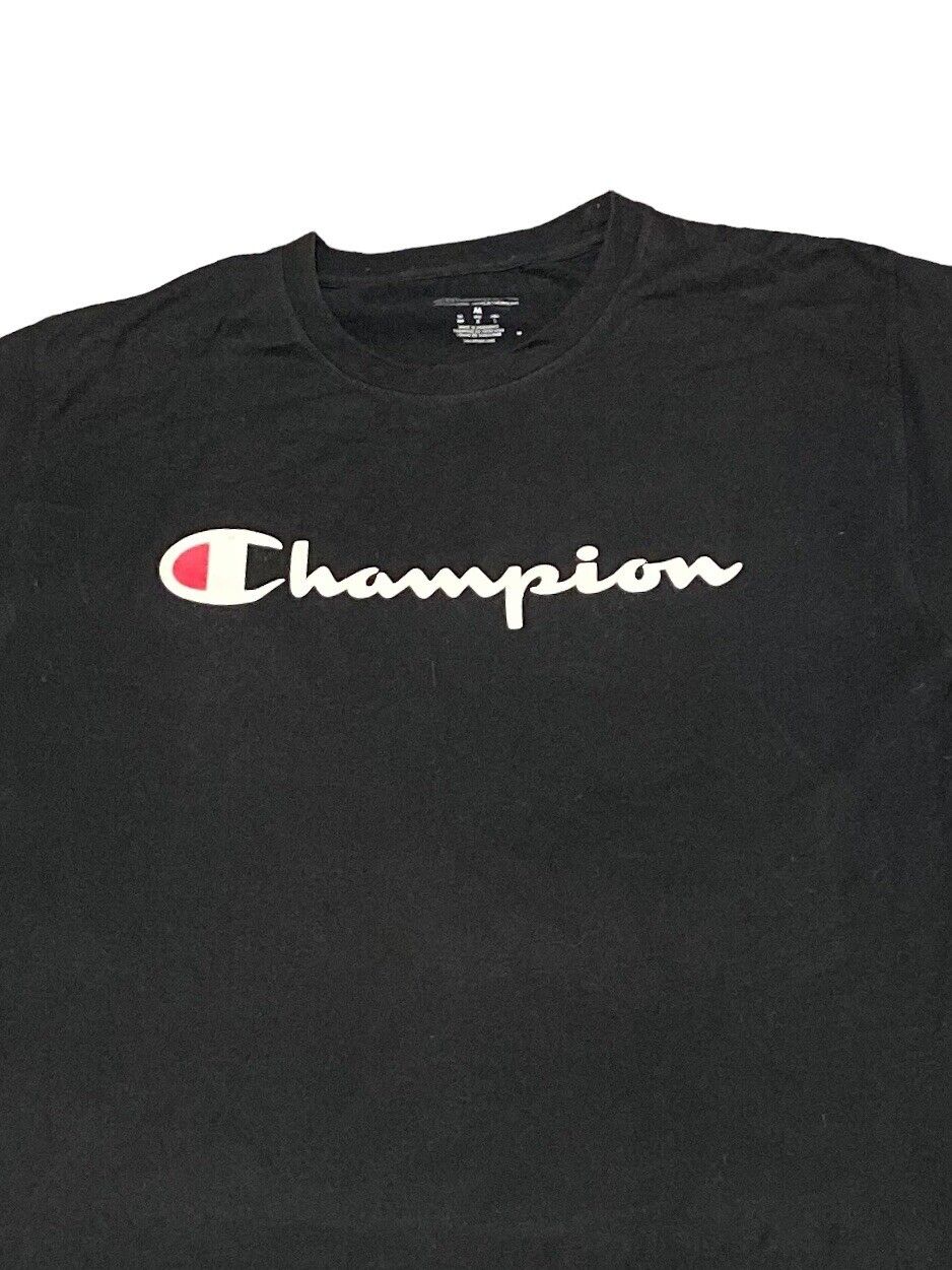 Champion T-Shirt Black Mens M Chest Logo