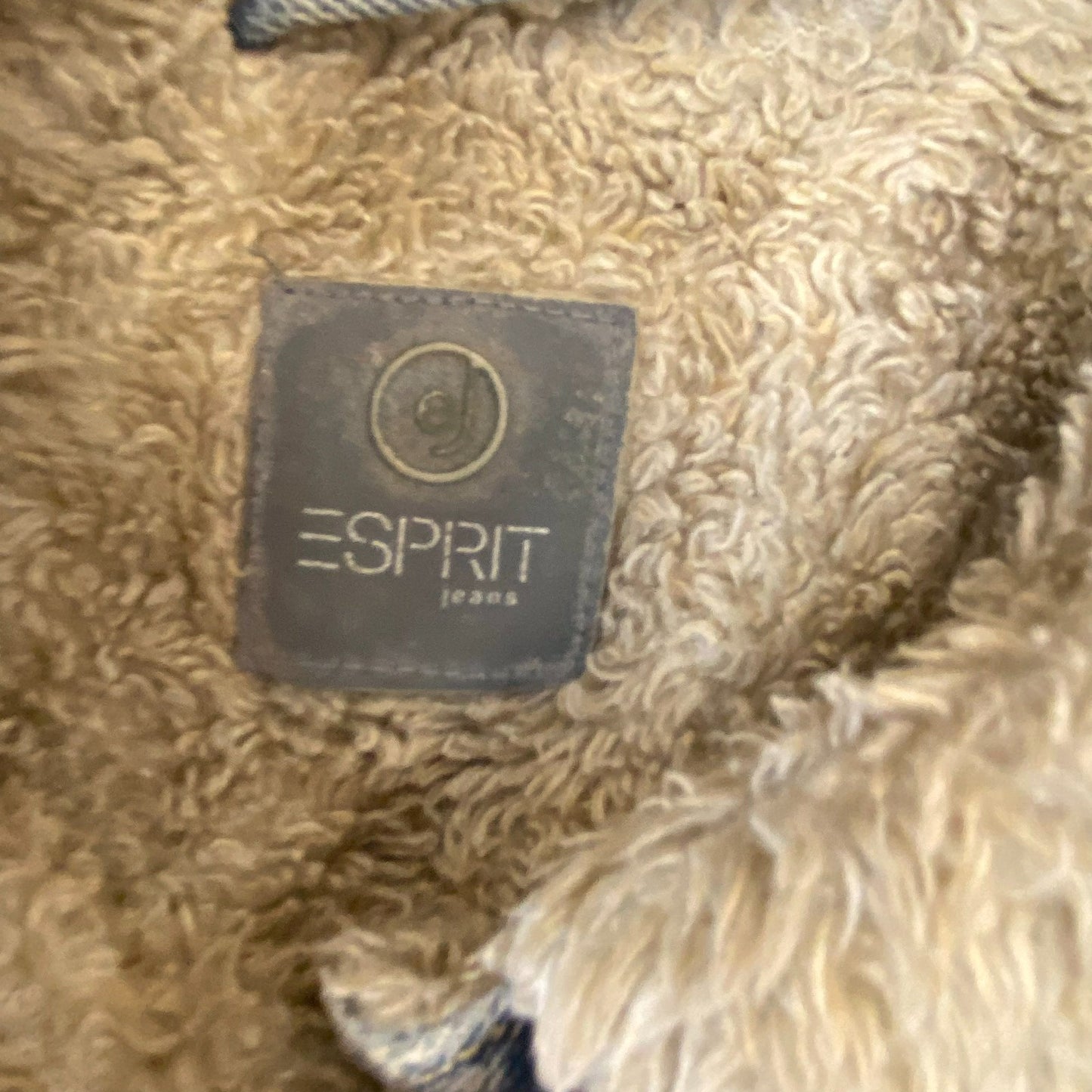 Esprit Trucker Jacket Womens M Blue Denim Sherpa Lined Long Sleeve Button Front