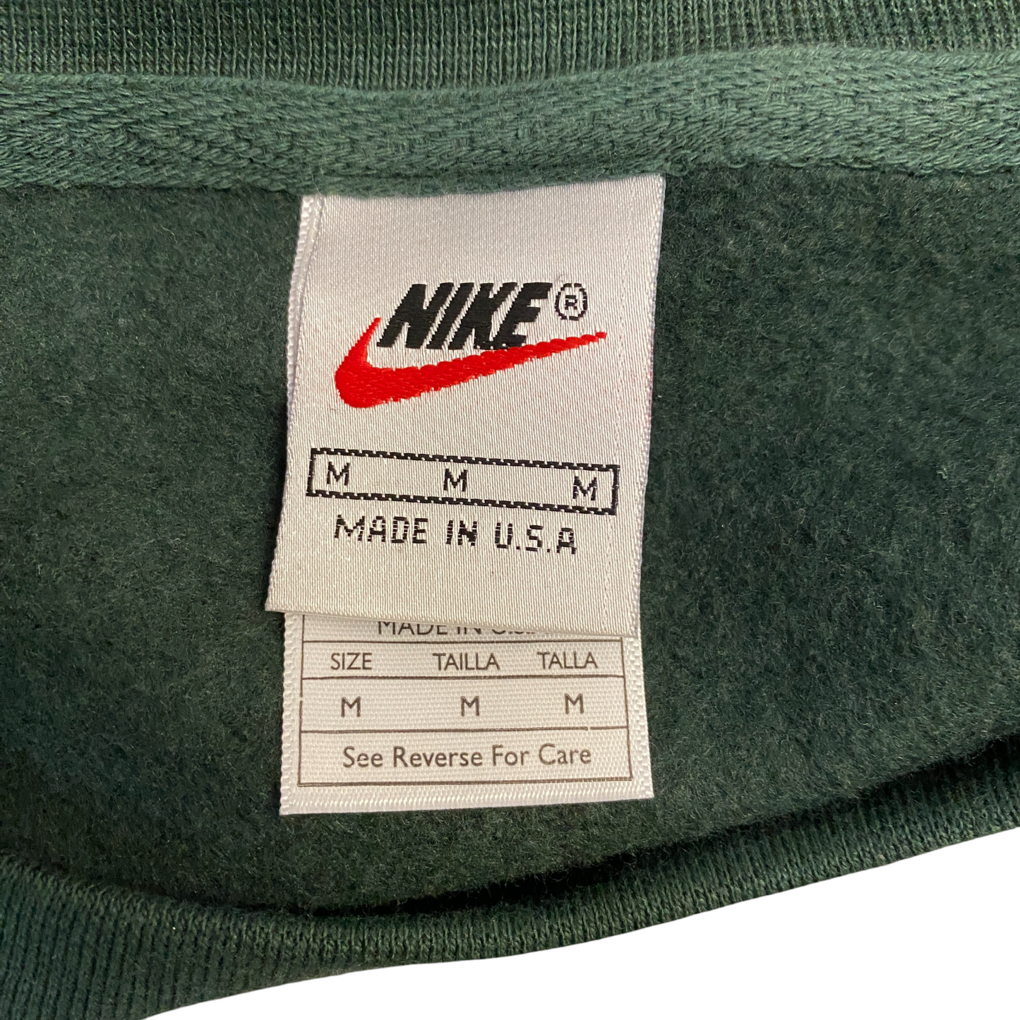 Nike Reworked Sweatshirt Mens Medium Green Embroidered Spellout Logo Vintage Y2K