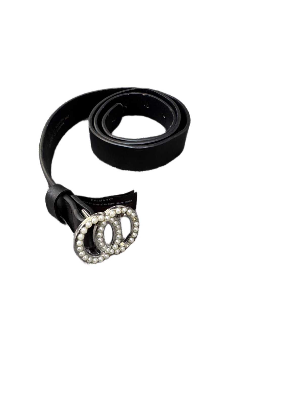 Primark Waist Belt Womens Synthetic Double-Circle Faux Pearls Buckle 38.5 Inches