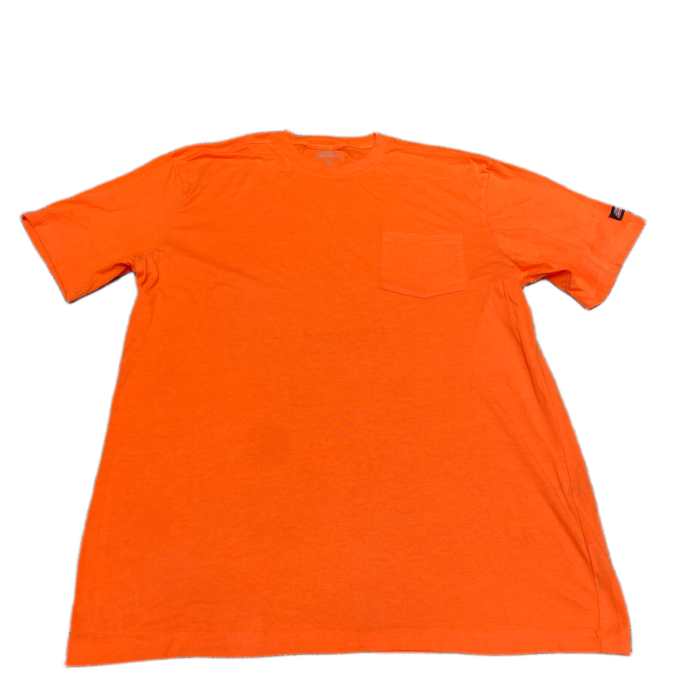 Dickies Pocket T-Shirt Mens Fits as XL Orange Regular Fit Short Sleeve Crew =