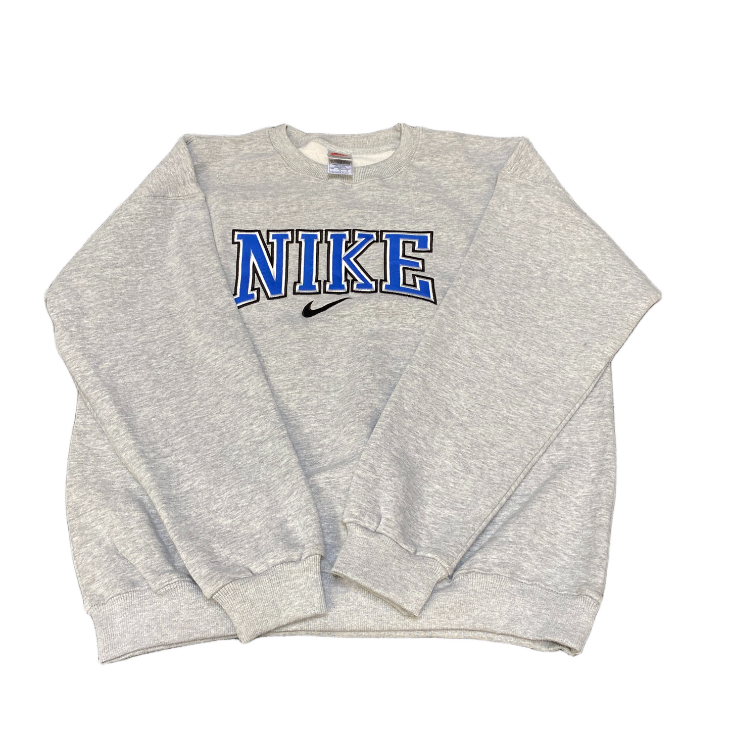 Nike Reworked Sweatshirt Mens Large Grey Embroidered Spellout Logo Vintage Y2K