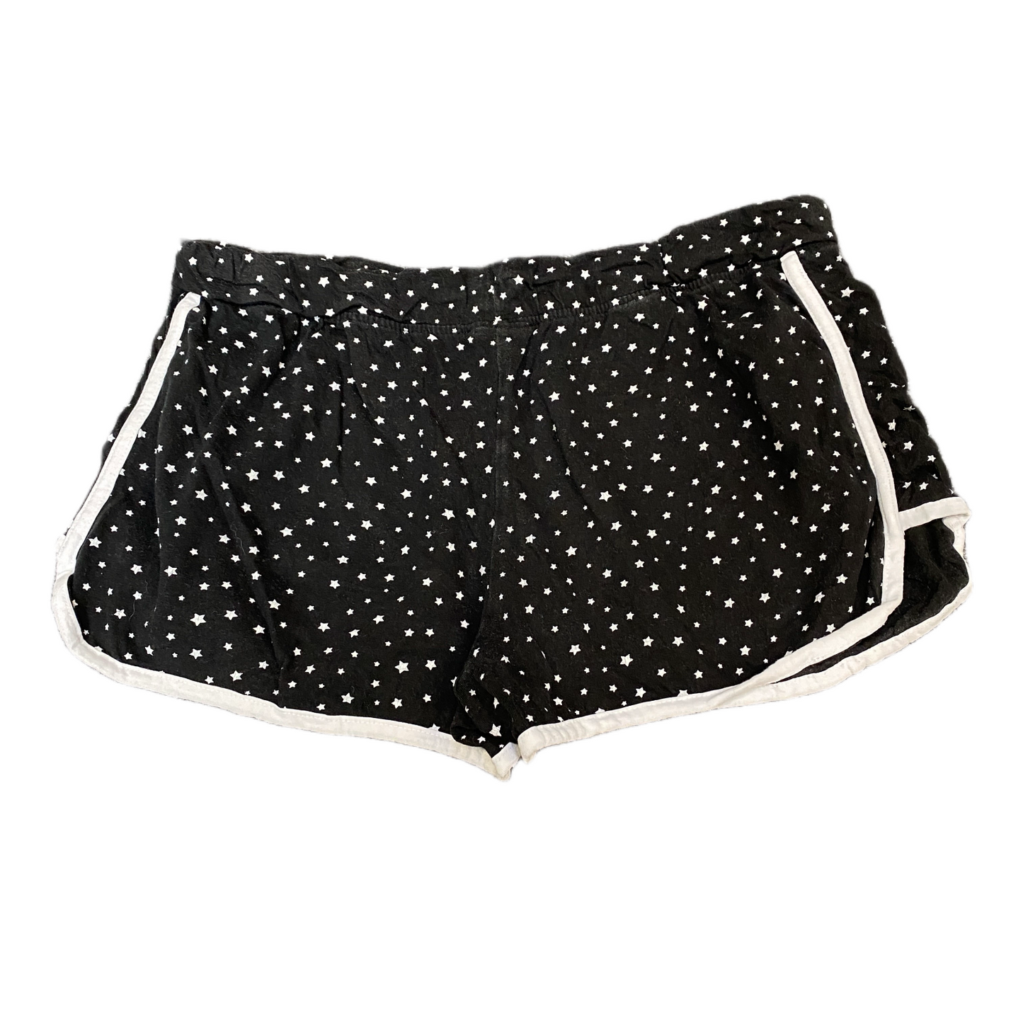 Running Sprinter Shorts Womens L 30" Waist Black White Star Print Athletic Gym