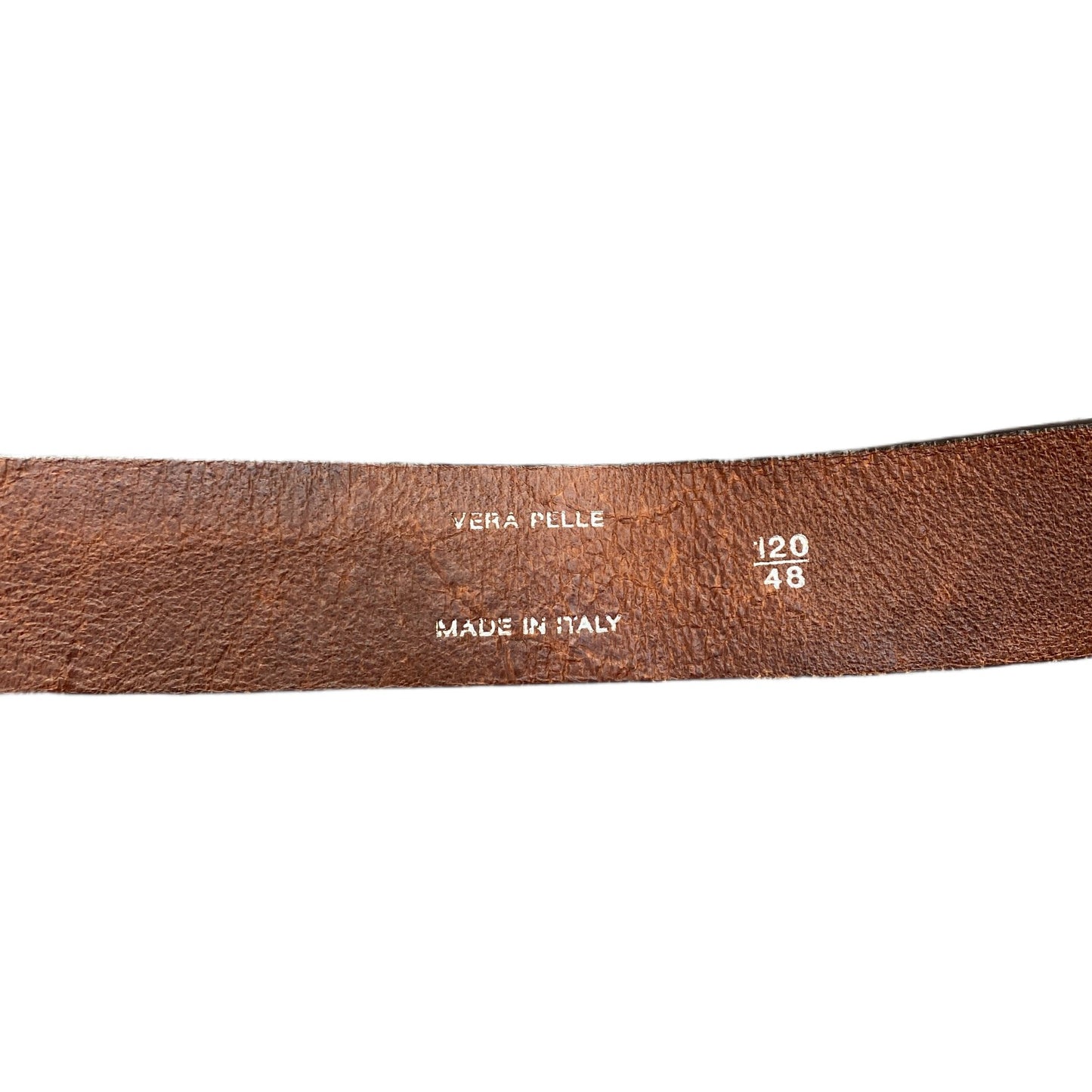 Vera Pelle Waist Belt Men Brown Leather Adjustable Silver Pin Buckle 48.5 inches
