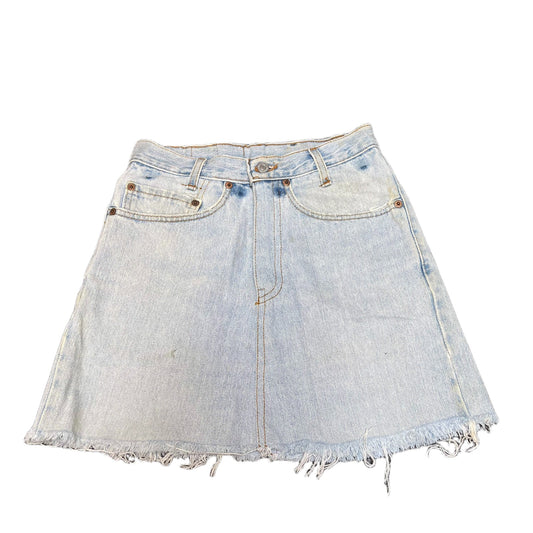 Levi's 505 Mini Skirt Fits as Womens S 26" Waist Blue Denim Light Wash Raw Hem