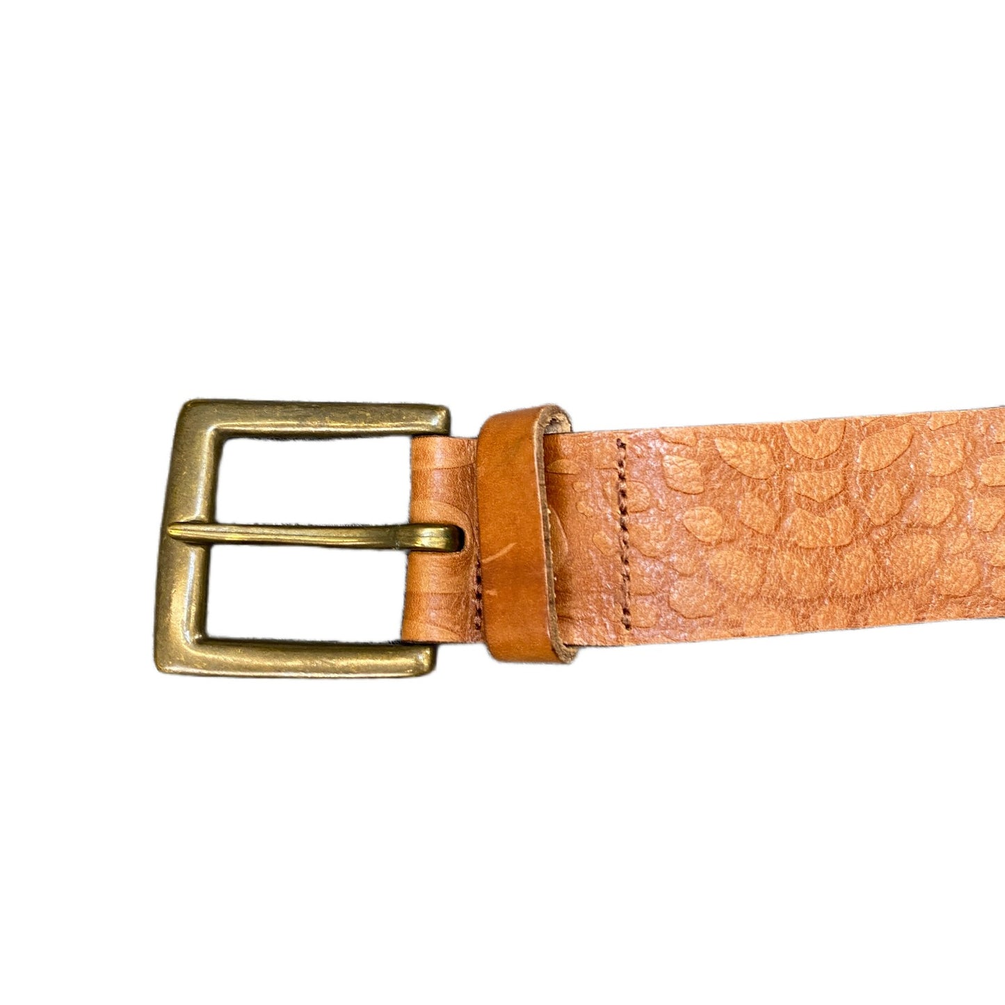 Pieces Waist Belt Mens Brown Leather Adjustable Brass Square Buckle 37.5 Inches