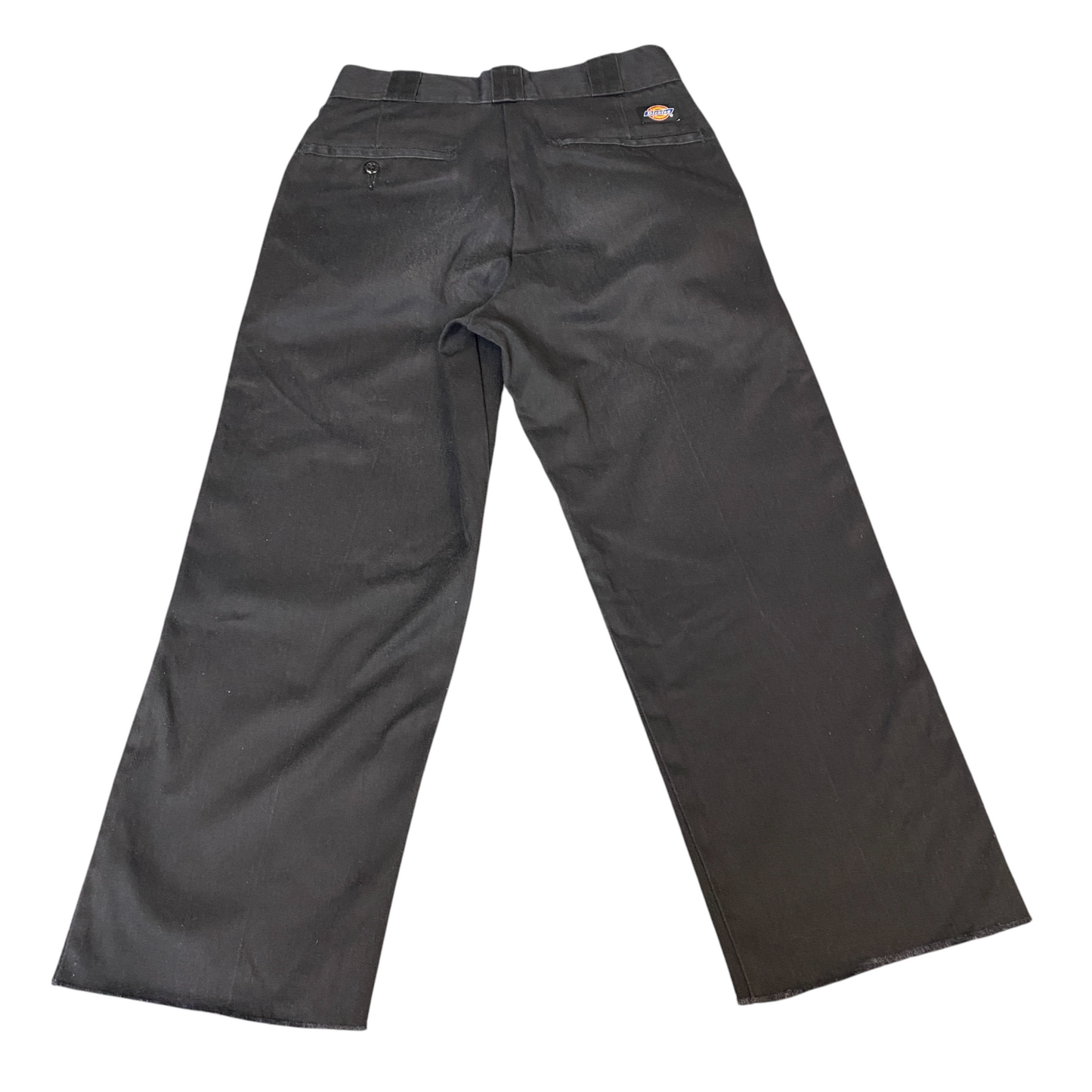 Dickies Flex Work Pants Womens Medium Black Twill Stretch High Waisted Raw Hem