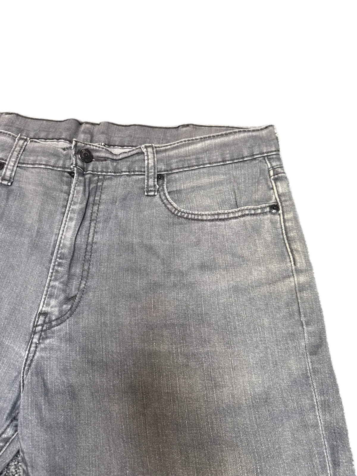 Levi's 511 Jean Shorts Fits as Mens XL 37" Waist Grey Denim Red Tab Raw Hem