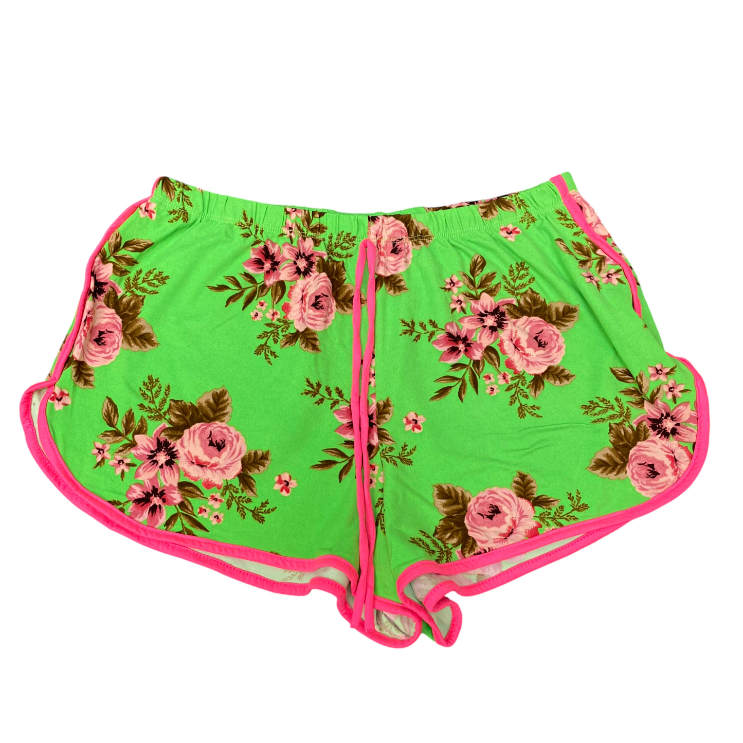 Sprinter Shorts Womens M Green Floral Running Training Drawstring Outdoor