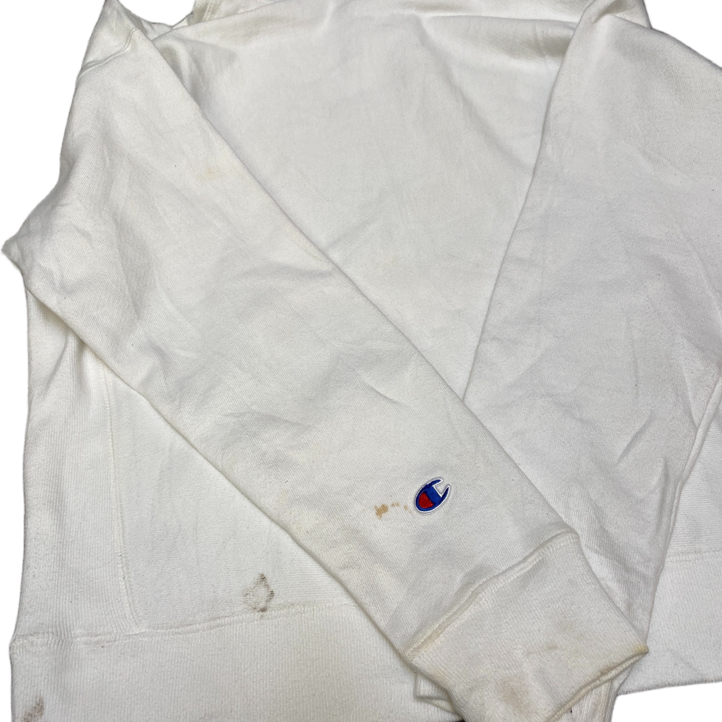 Champion Reverse Weave Hoodie Womens L White Fleece Lined Drawstring Pullover