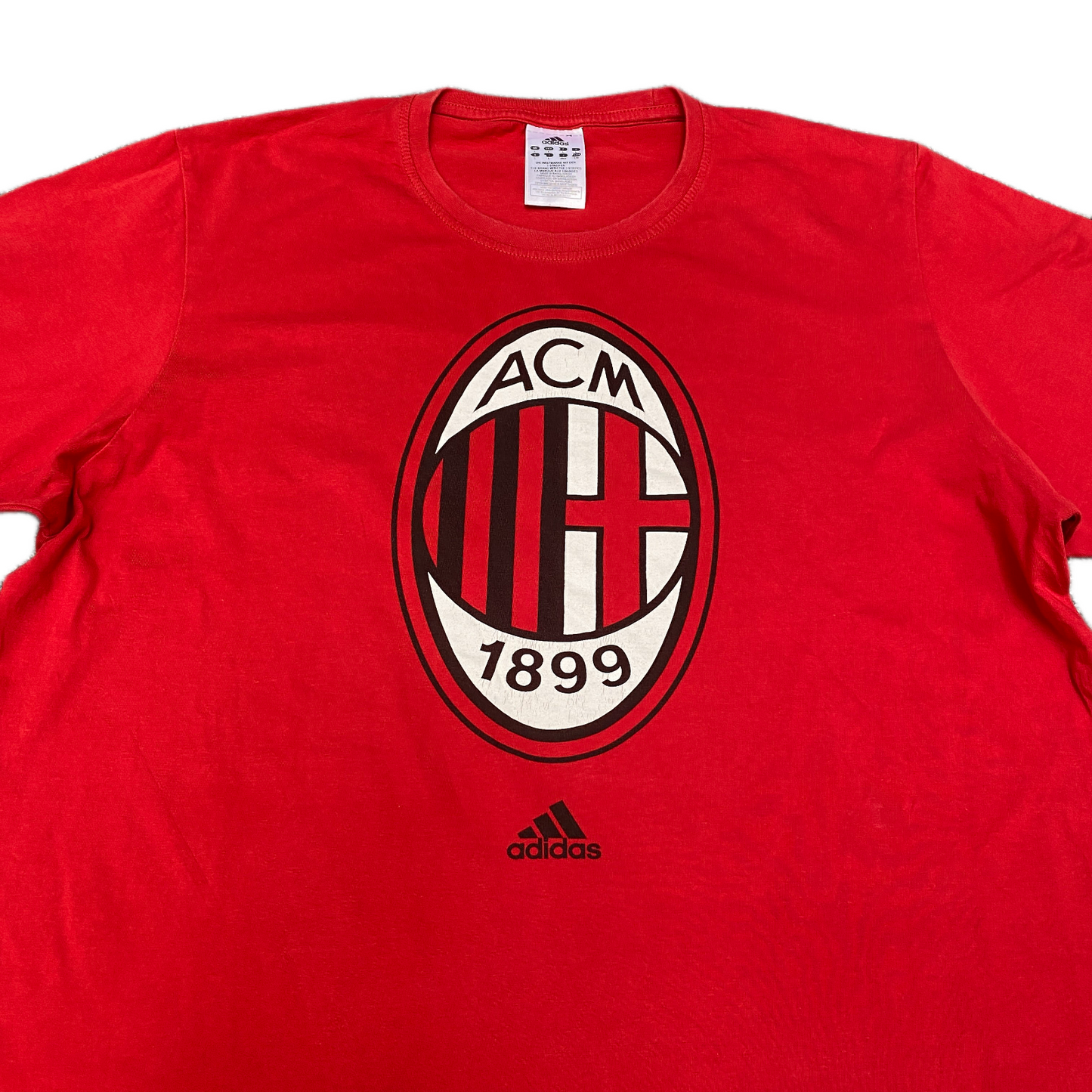 Adidas T-Shirt Mens Large Red Short Sleeve Pullover AC Milan 1899 Graphic Tee
