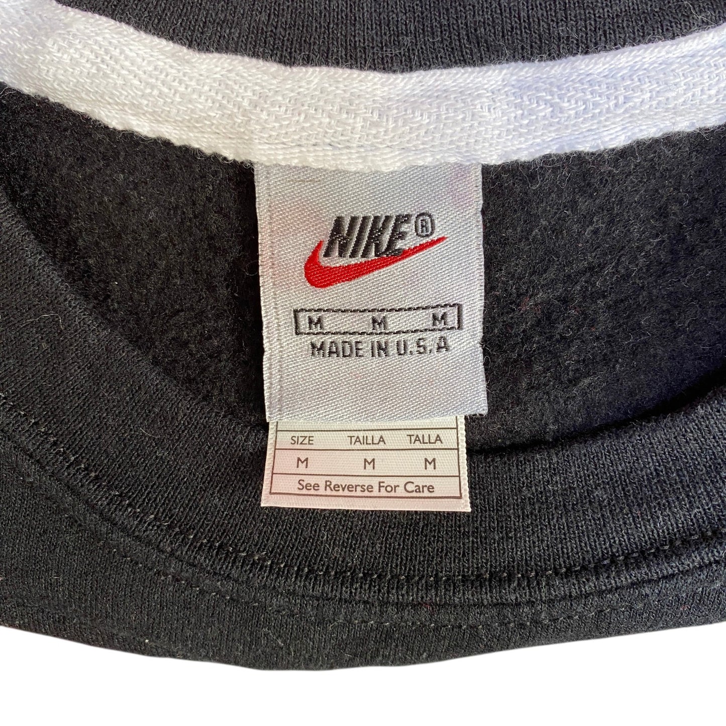 Nike Reworked Sweatshirt Mens M Red Black Embroidered Spellout Logo Vintage Y2K