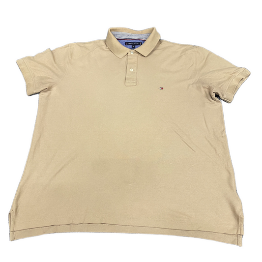 Tommy Hilfiger Polo Shirt Men XL Brown Regular Fit Short Sleeve Collared Popover