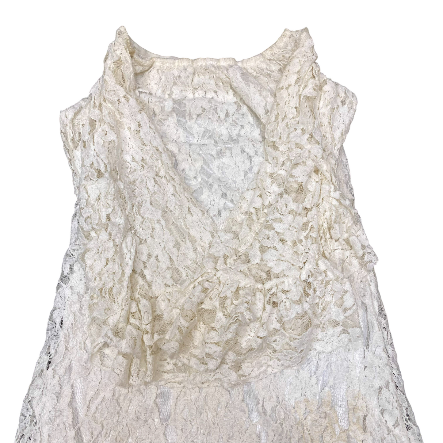 Tunic Top Womens S White Lace Long Floral Flared Sleeve Boat Neck Pullover