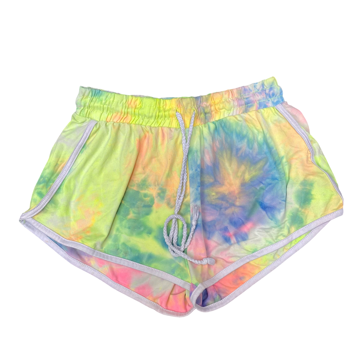 Sprinter Shorts Womens M Multi Tie Dye Gym Running Elastic Waist Drawstring
