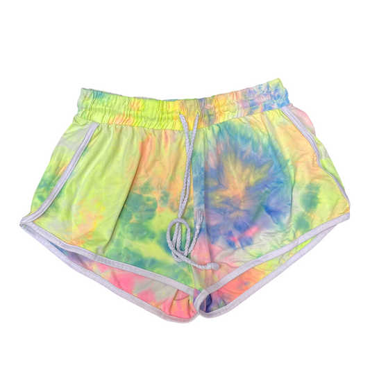 Sprinter Shorts Womens M Multi Tie Dye Gym Running Elastic Waist Drawstring