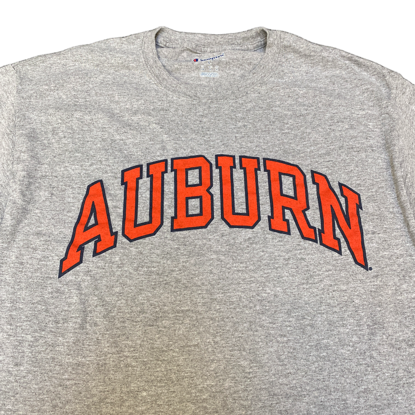 Auburn Tigers T-Shirt Womens L Grey Champion NCAA Football Sports Crew Neck Tee