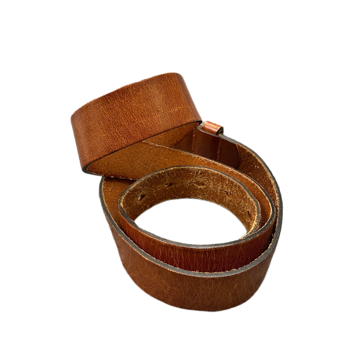 Waist Belt Mens Brown Leather Adjustable Classic Brass Pin Buckle 43 Inches