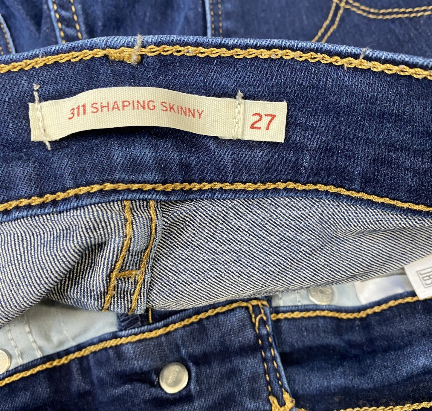 Levi's Jeans Fits as Womens 29" Waist Blue Denim Stretch 311 Shaping Skinny Leg