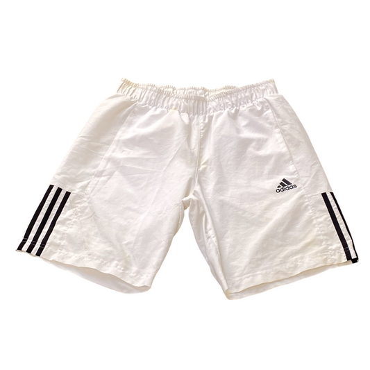 Adidas Galaxy Shorts Mens Small White 3 Stripes Panel Climalite Elastic Waist