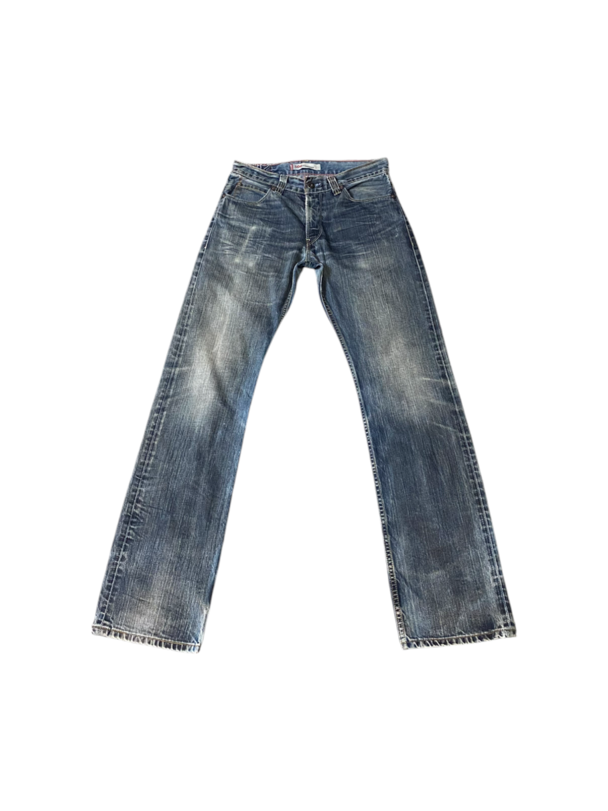Levi's Jeans Mens 33W 35L Blue Denim Red Tab Straight Leg Faded 5 Pocket