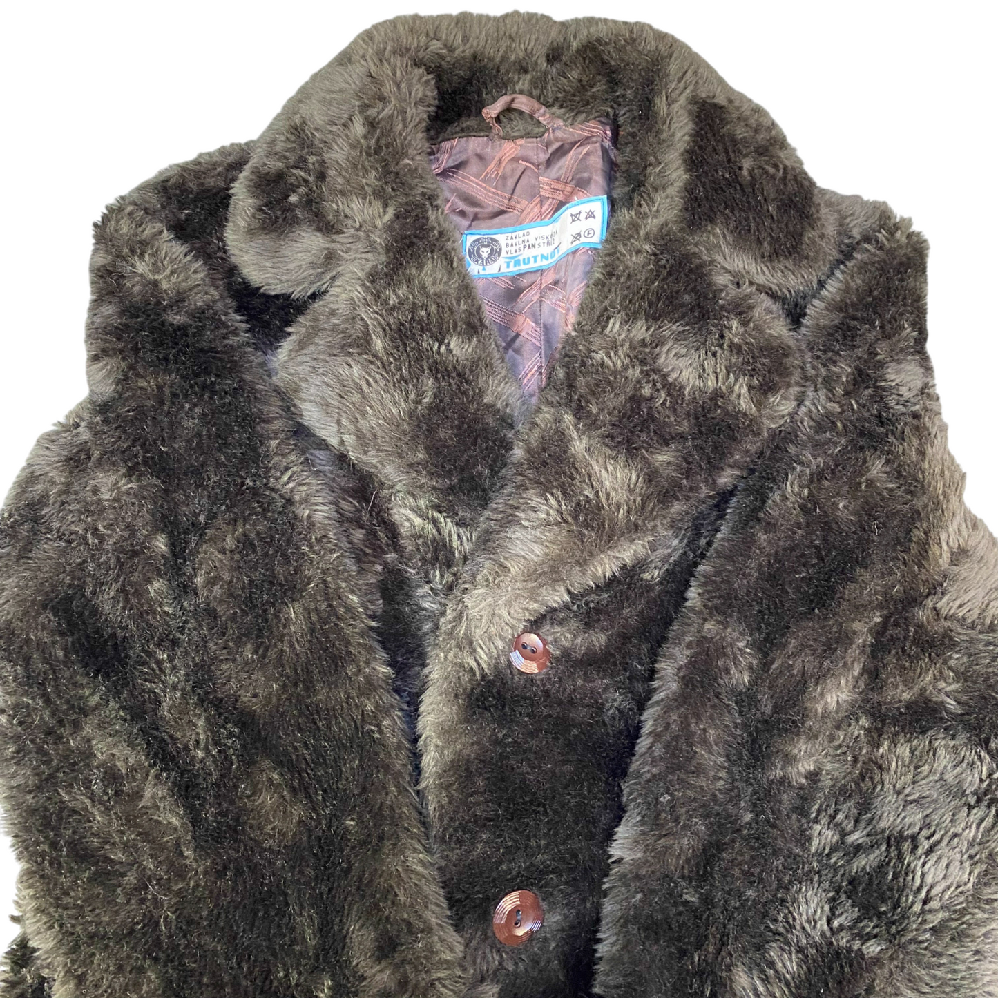 Trutnov Genuine Faux Fur Coat Women Medium Brown Cozy Warm Lined Single Breasted