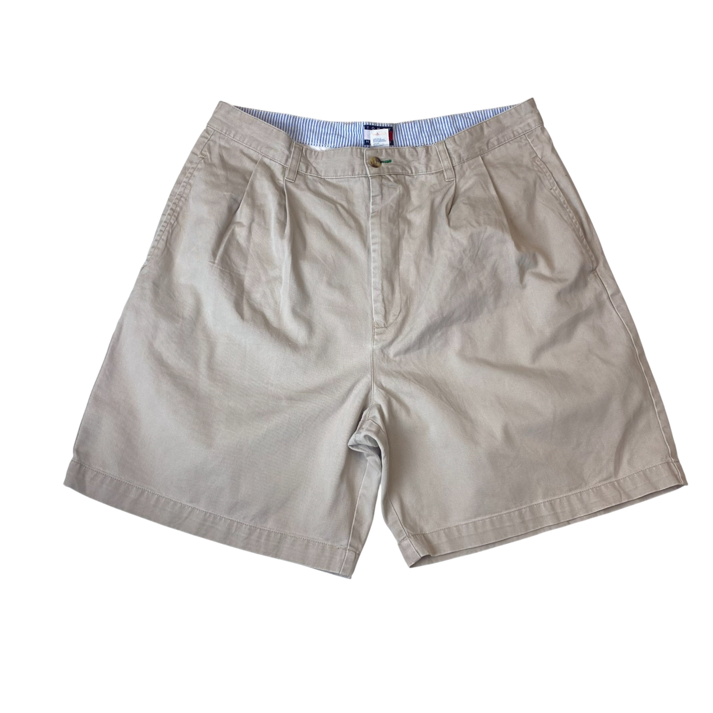 Tommy Hilfiger Tyler Shorts Mens XL Cream Classic Fit Pleated Front Cotton