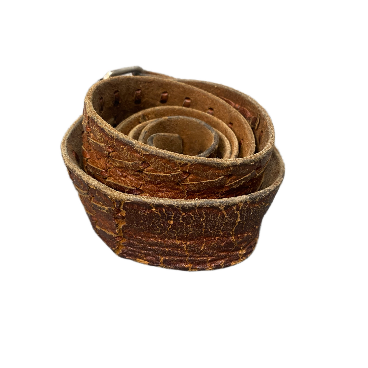 Waist Belt Mens Brown Leather Adjustable Silver Roller Pin Buckle 42.5 inches