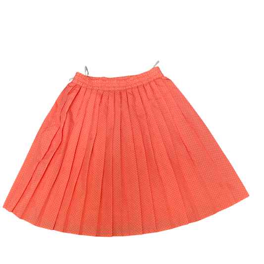 Women's Fit & Flare Skirt M Orange Polka Dot Lined Pleated Elastic Waist Pull On