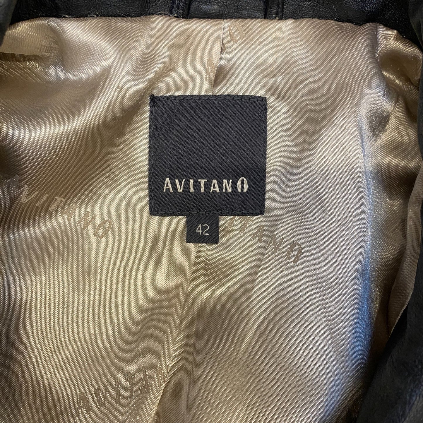 Avitano Genuine Leather Blazer Jacket Womens M Black Notch Lapel Single Breasted