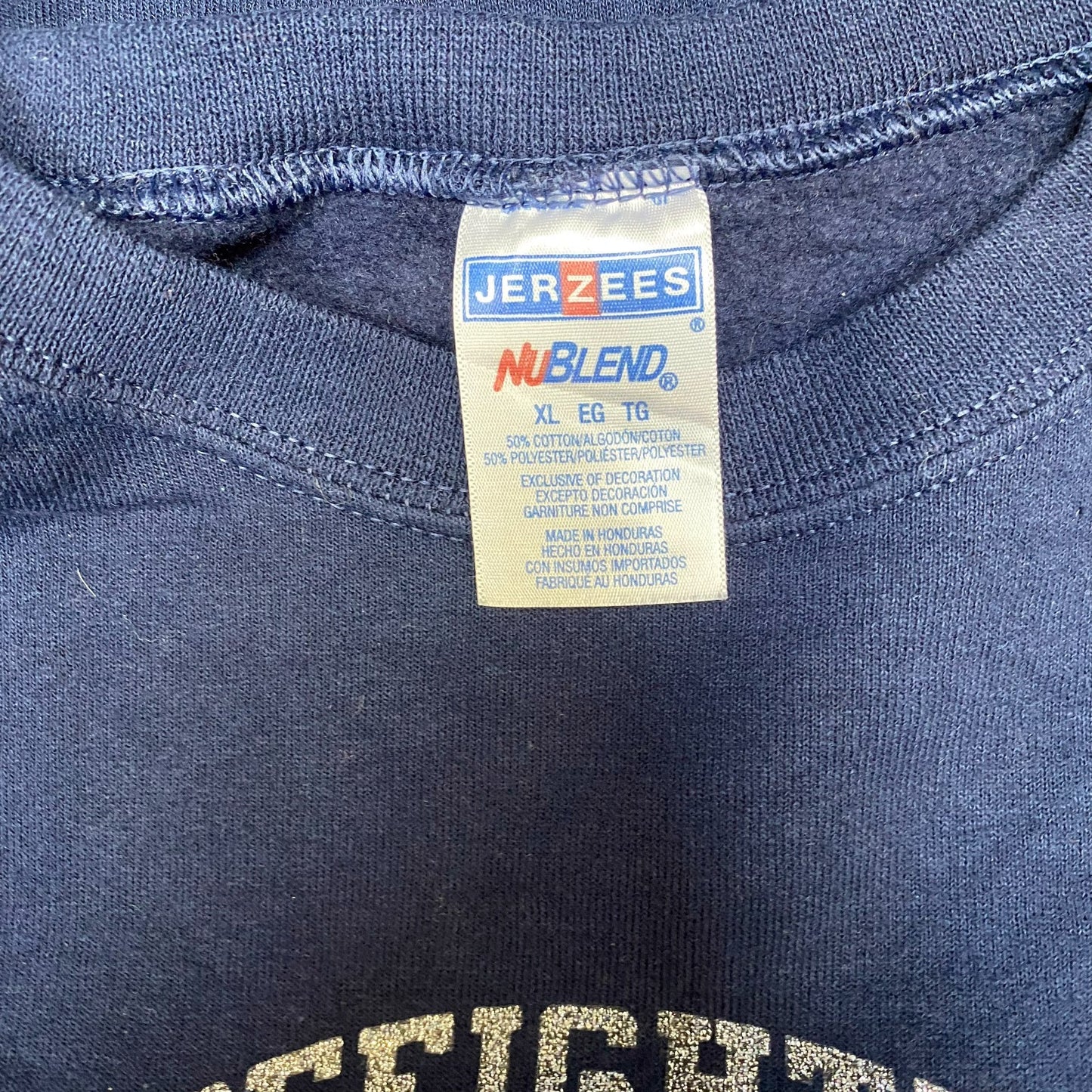 Jerzees Sweatshirt Mens XL Blue Firefighter's Wife Long Raglan Sleeve Crew Neck