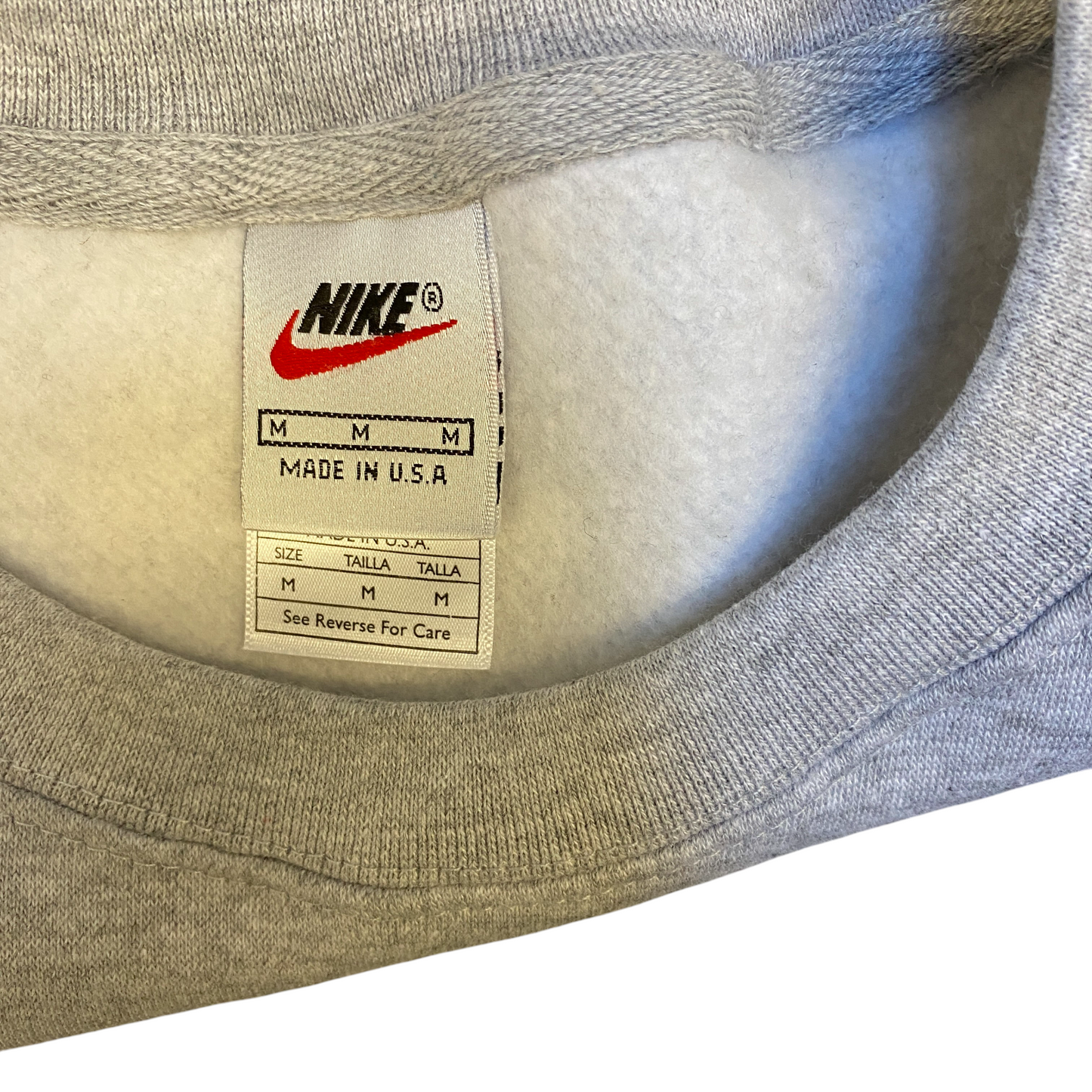 Nike Reworked Sweatshirt Mens Medium Grey Embroidered Spellout Logo Vintage Y2K