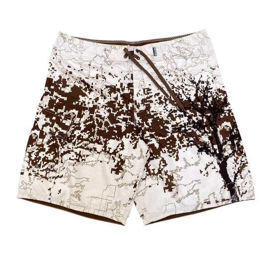 Mossimo Supply Co. Swim Shorts Mens 38W Brown White Printed Drawstring Stretch