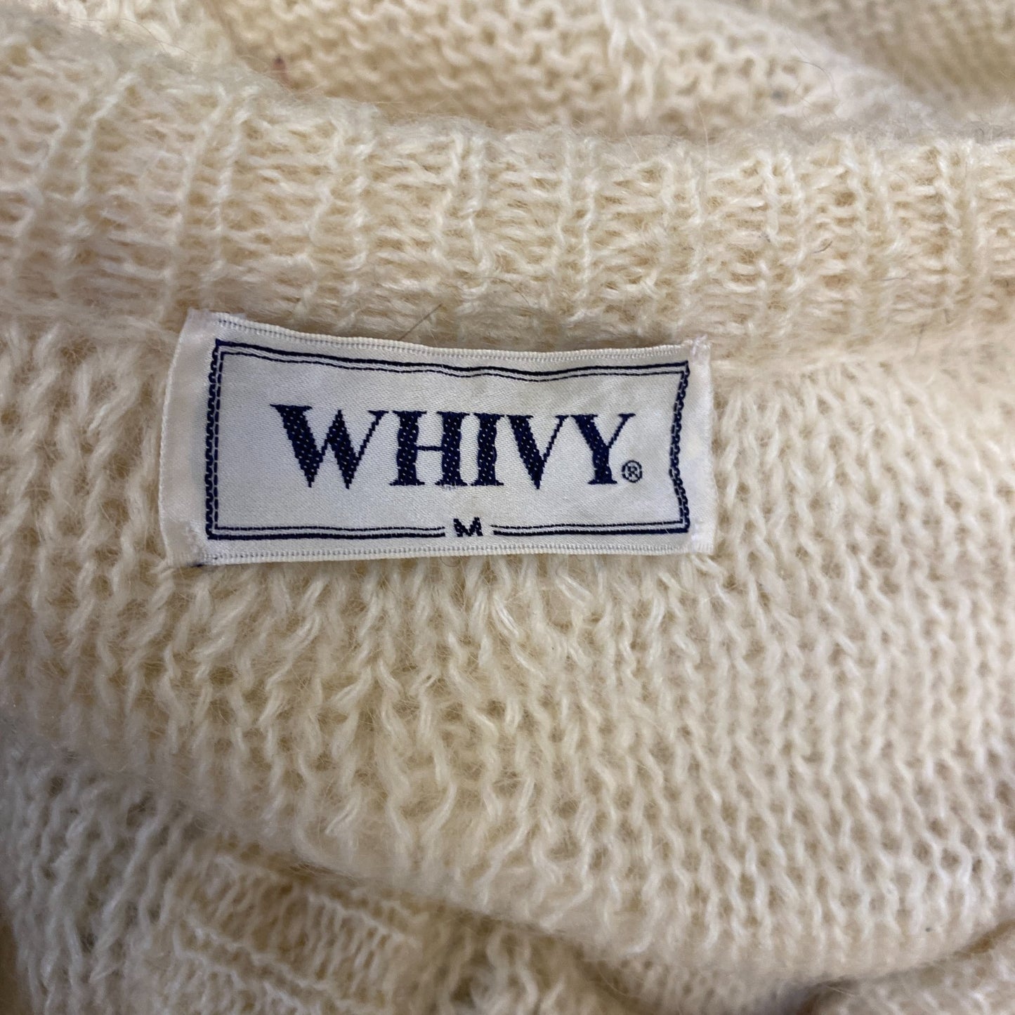 Whivy Cardigan Jumper Mens Medium Ivory Diamond Knitted Long Sleeve Button Front