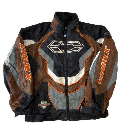 Castle X Racing Jacket Mens Large Multi Raglan Sleeve Water Resistant Full Zip