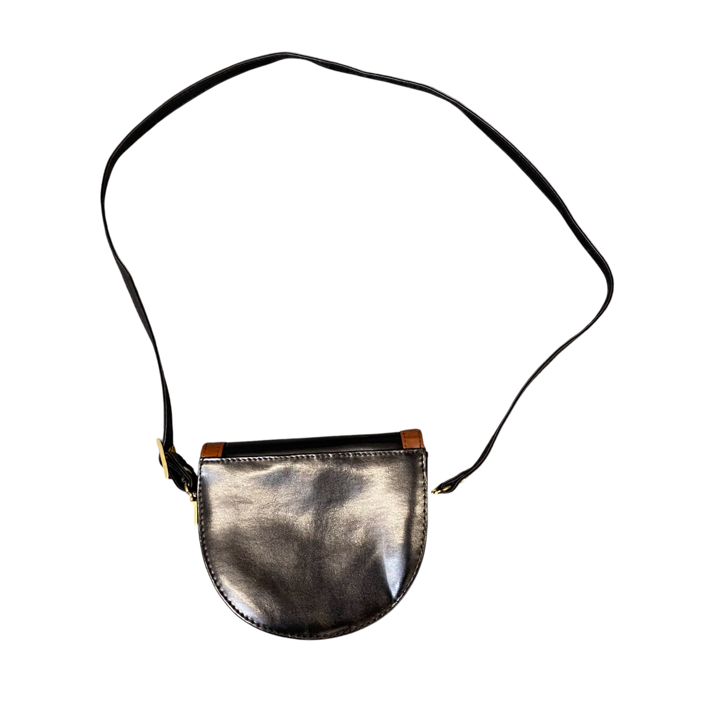 Lidia Shoulder Bag Womens Brown Black Leather Inner Zip Pockets Flap Closure