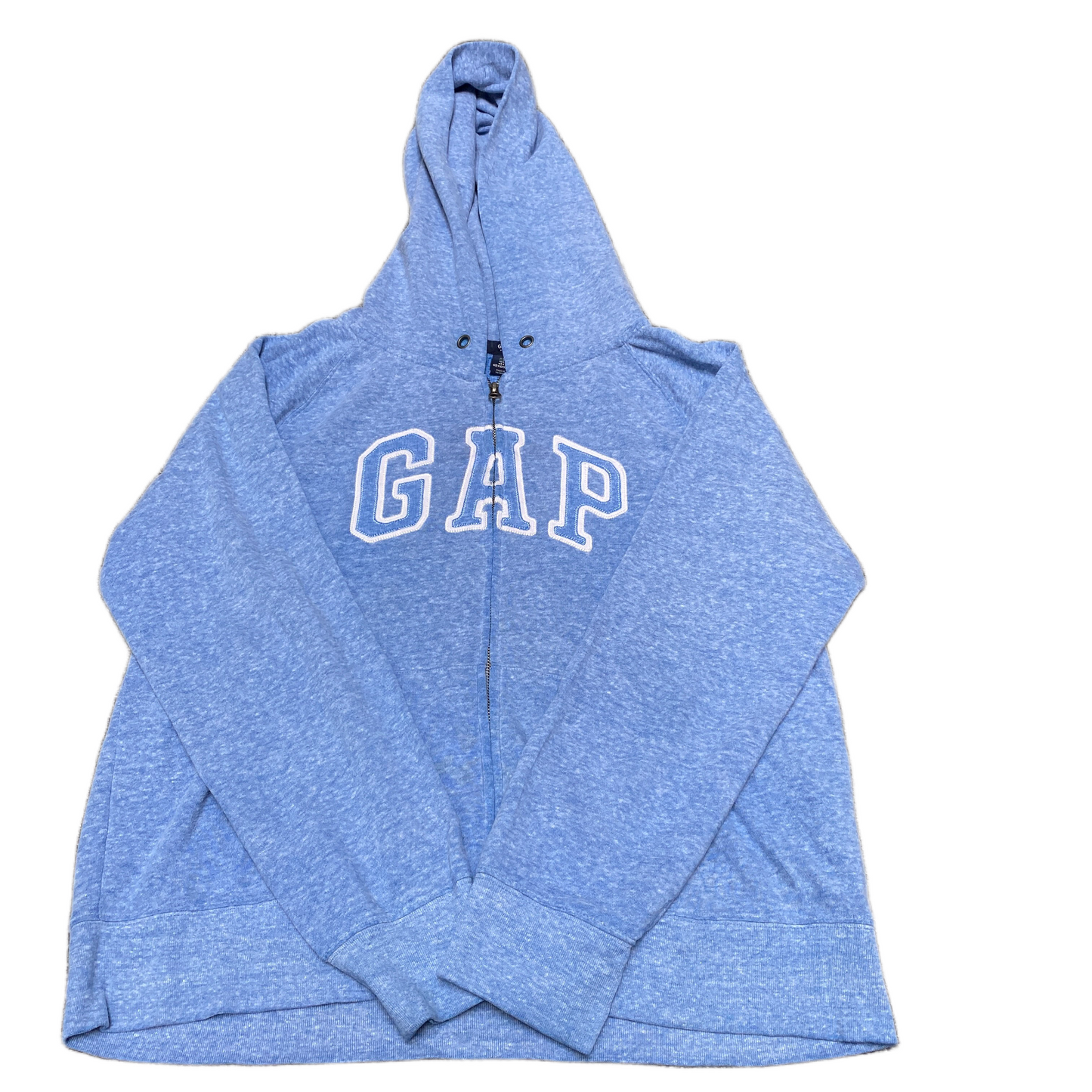 Gap Hoodie Womens Large Blue Relaxed Fit Embroidered Logo Long Sleeve Full Zip