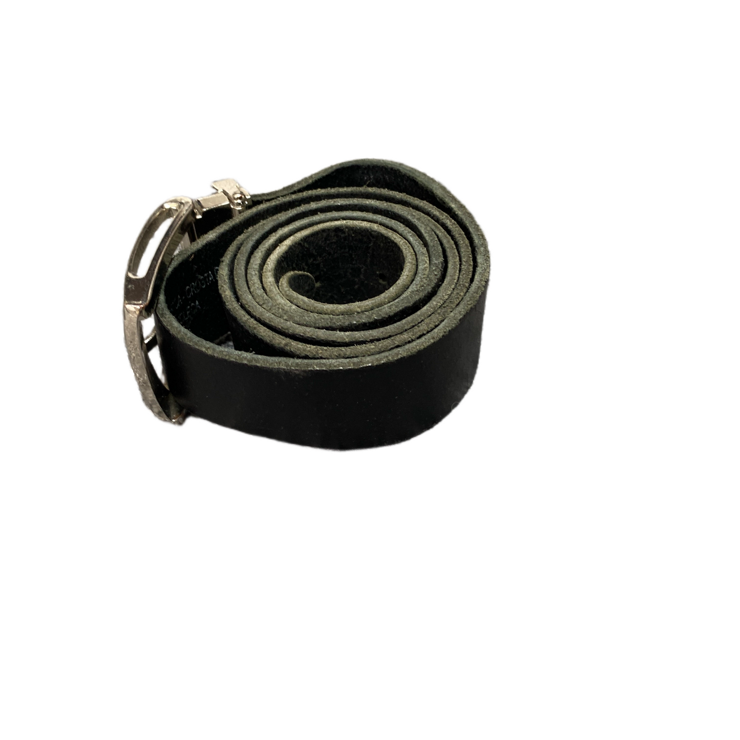 Waist Belt Mens Black Leather Adjustable Rectangular Silver Pin Buckle 42 inches