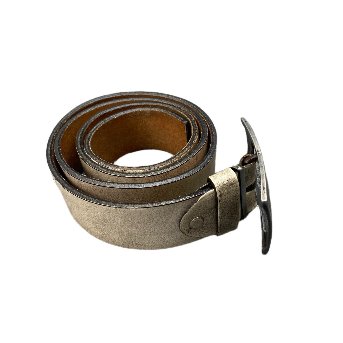 Waist Belt Mens Leather Hand Print Logo Adjustable Silver Pin Buckle 41 inches