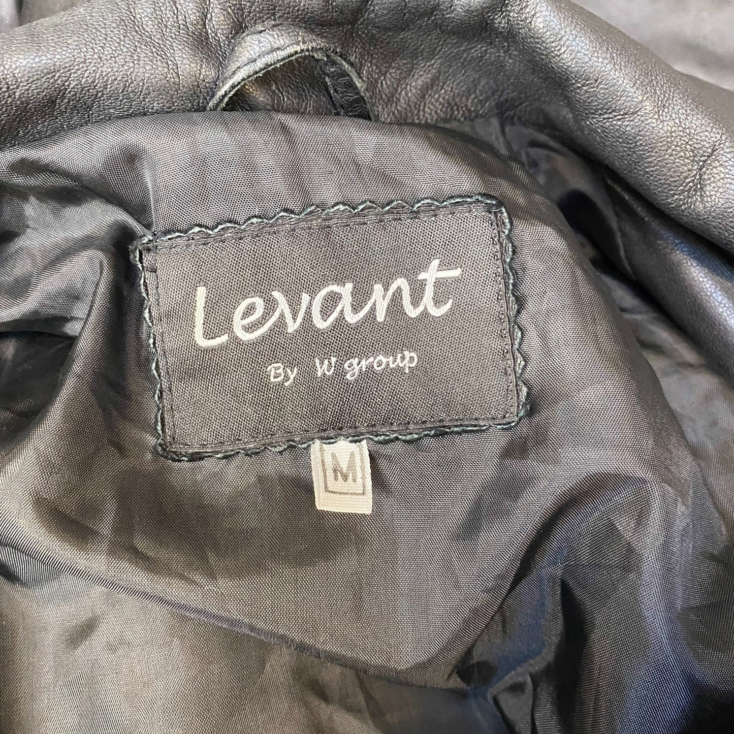 Levant Leather Jacket Womens Medium Black Lined Notch Lapel Single Breasted