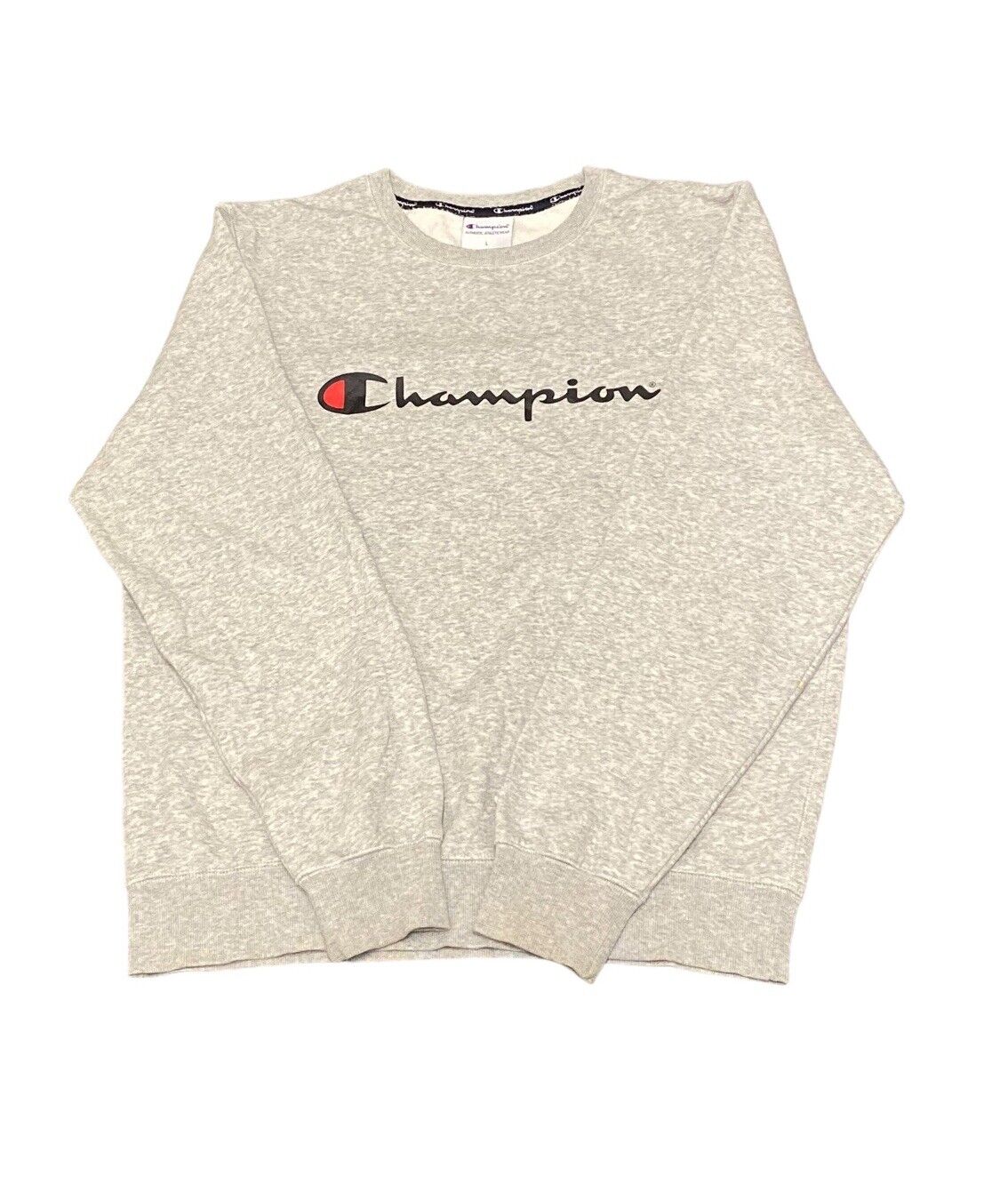 Champion Sweatshirt Jumper Grey Logo Men's L