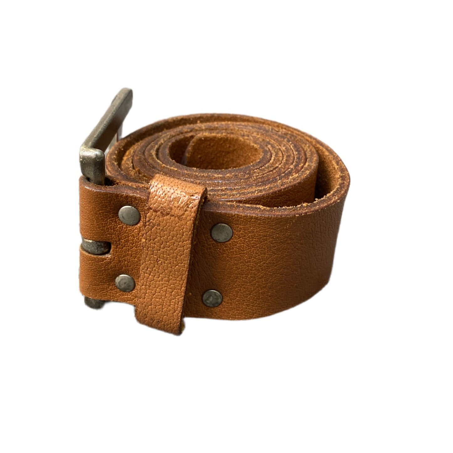 Jack & Jones Waist Belt Men Brown Leather Adjustable Silver Pin Buckle 43 inches