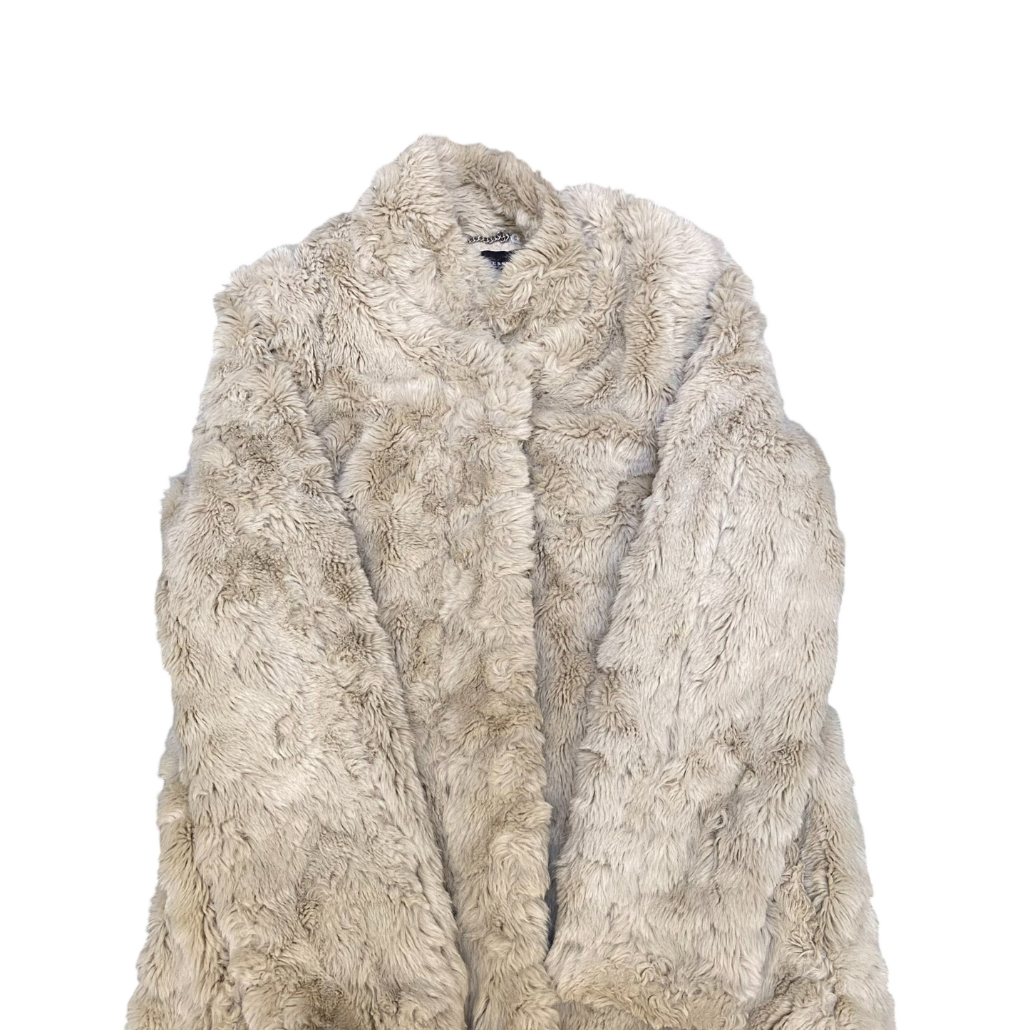 Expresso Faux Fur Coat Womens Medium White Wool Blend Lined Long Sleeve Collared