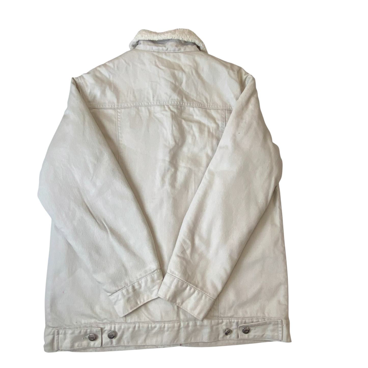 Divided H&M Trucker Jacket Women Medium White Sherpa Lined Collared Button Front