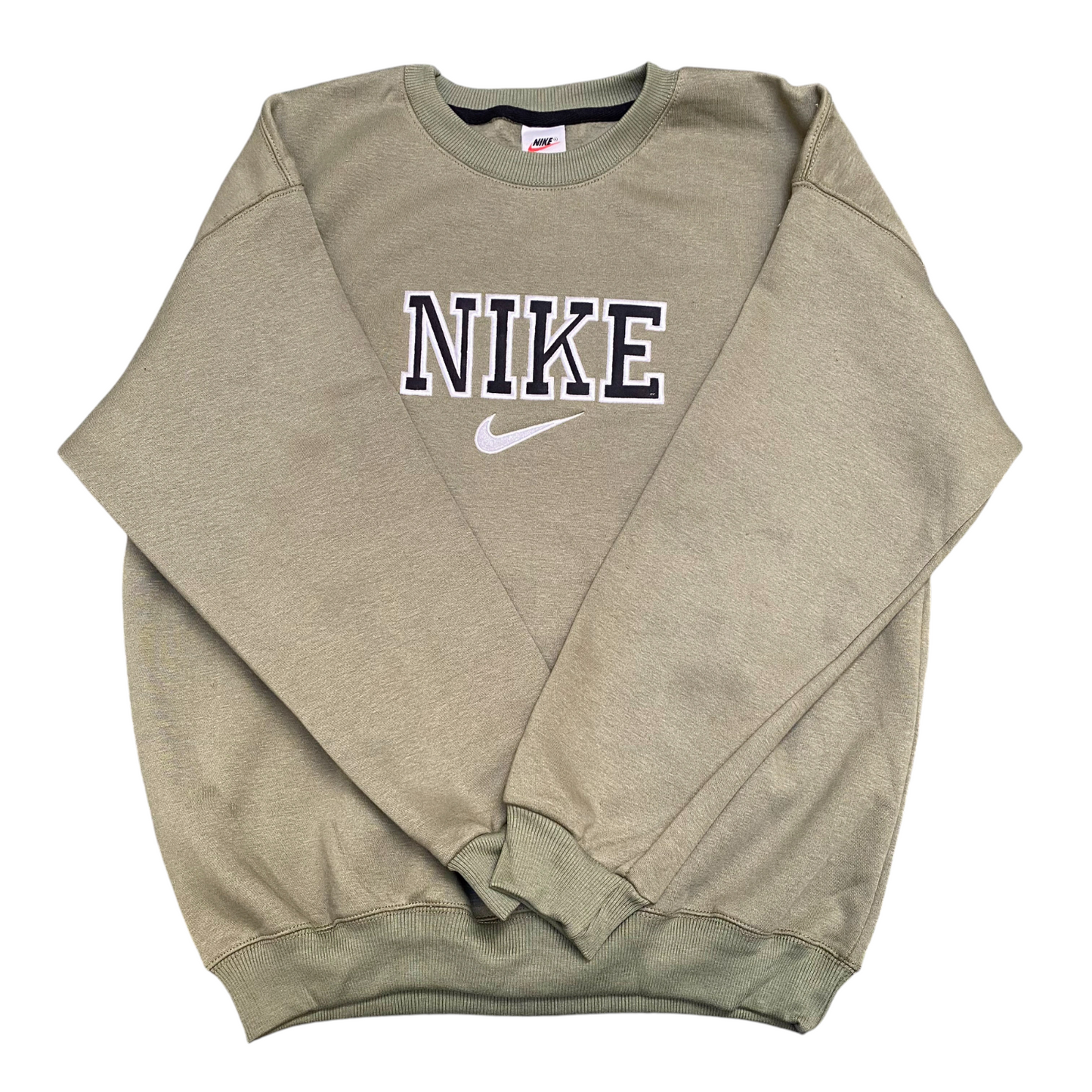 Nike Reworked Sweatshirt Mens L Green Heather Embroidered Long Sleeve Crew Neck