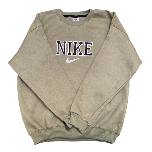 Nike Reworked Sweatshirt Mens L Green Heather Embroidered Long Sleeve Crew Neck